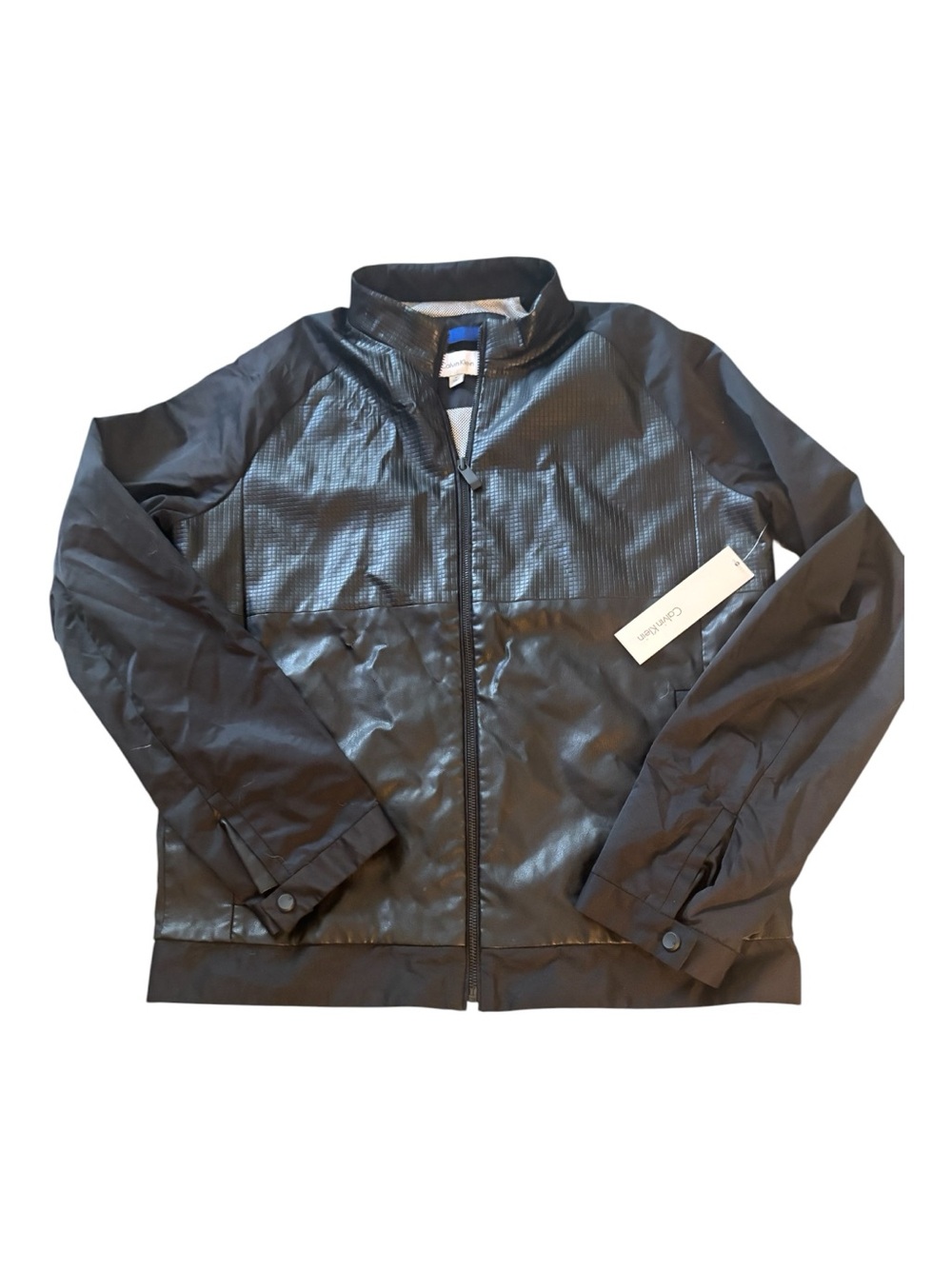 Calvin Klein Vintage black Womens faux leather lightweight jacket Size M NWT